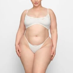 FITS EVERYBODY CORDED LACE STRING THONG | MARBLE -SWIMwear Sale Store SKIMS PANTY PN THG 4134 FC MBL 0003 FR