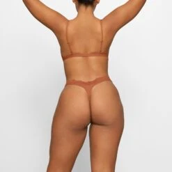 FITS EVERYBODY CORDED LACE DIPPED THONG | BRONZE -SWIMwear Sale Store SKIMS PANTY PN THG 4135 FA BRZ 0013 BK