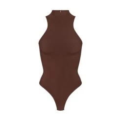 SEAMLESS SCULPT HIGH NECK THONG BODYSUIT | COCOA