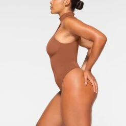 SEAMLESS SCULPT HIGH NECK THONG BODYSUIT | BRONZE -SWIMwear Sale Store SKIMS SHAPEWEAR BD THG 2905 IA BRZ 0009 SD