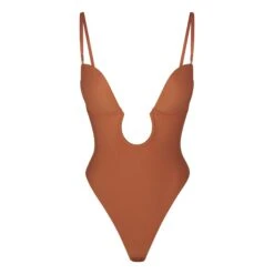DEEP PLUNGE SHAPEWEAR BODYSUIT | BRONZE -SWIMwear Sale Store SKIMS SHAPEWEAR BD THG 2959 BRZ STRAPS