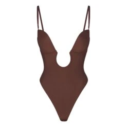 DEEP PLUNGE SHAPEWEAR BODYSUIT | COCOA -SWIMwear Sale Store SKIMS SHAPEWEAR BD THG 2959 COA STRAPS