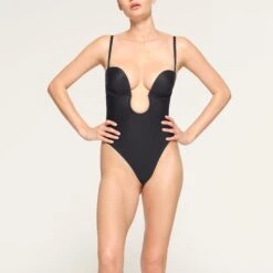 DEEP PLUNGE SHAPEWEAR BODYSUIT | ONYX -SWIMwear Sale Store SKIMS SHAPEWEAR BD THG 2959 LC ONX 0003