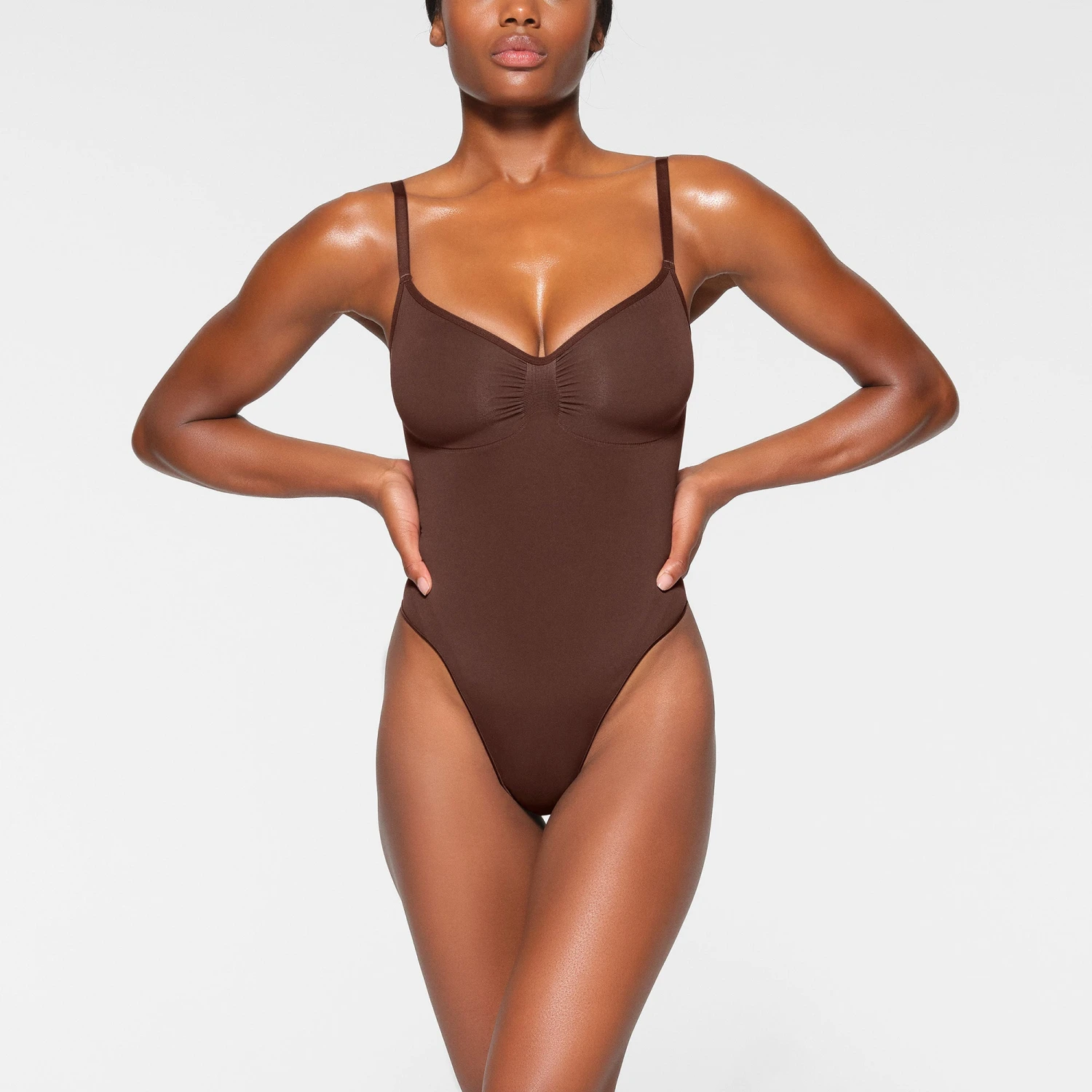 SEAMLESS SCULPT THONG BODYSUIT | COCOA 4 SEAMLESS SCULPT THONG BODYSUIT | COCOA - Image 2
