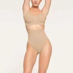 CORE CONTROL HIGH-WAISTED THONG | CLAY 8 CORE CONTROL HIGH-WAISTED THONG | CLAY -SWIMwear Sale Store SKIMS SHAPEWEAR PN THG 3377 QC CLY 0006