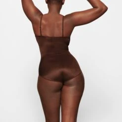 BARELY THERE BODYSUIT BRIEF W/ SNAPS | COCOA -SWIMwear Sale Store SKIMS SHAPEWEAR SH BSB 1641 NA COA BK