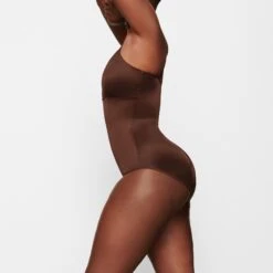 BARELY THERE BODYSUIT BRIEF W/ SNAPS | COCOA -SWIMwear Sale Store SKIMS SHAPEWEAR SH BSB 1641 NA COA SD
