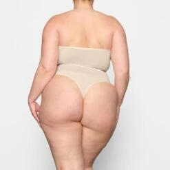 SHEER SCULPT HIGH-WAISTED THONG | SAND -SWIMwear Sale Store SKIMS SHAPEWEAR SH HWT 0251 DC SND 0034 BK