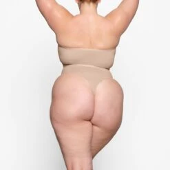 SHEER SCULPT HIGH-WAISTED THONG | CLAY -SWIMwear Sale Store SKIMS SHAPEWEAR SH HWT 0251 YC CLY 0053