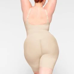 EVERYDAY SCULPT MID THIGH BODYSUIT | SAND -SWIMwear Sale Store SKIMS SHAPEWEAR SH ONE 2154 JB SND 0015 BK