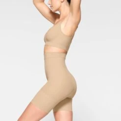 EVERYDAY SCULPT HIGH-WAISTED MID THIGH SHORT | CLAY -SWIMwear Sale Store SKIMS SHAPEWEAR SH SHO 2152 JC CLY 0014 SD