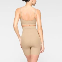 EVERYDAY SCULPT HIGH-WAISTED MID THIGH SHORT | CLAY -SWIMwear Sale Store SKIMS SHAPEWEAR SH SHO 2152 JC CLY 0017 BK