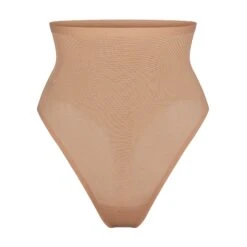 SHEER SCULPT HIGH-WAISTED THONG | OCHRE