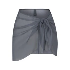 SILK CHIFFON COVER UP WRAP SKIRT | GUNMETAL