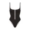 ZIP-UP SWIM SCOOP NECK ONE PIECE | ONYX -SWIMwear Sale Store SKIMS SPORTY SWIM OP BRF 3026 ONX1