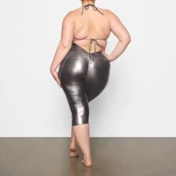 METALLIC SWIM V-WAIST PANT | CARBON -SWIMwear Sale Store SKIMS SWIM BO PNT 2806 DC CBN 0016