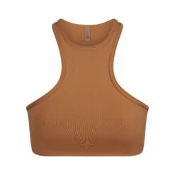 SWIM HIGH NECK RACER TOP | ALMOND