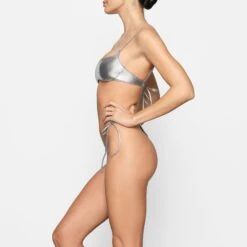 METALLIC SWIM MICRO SCOOP BIKINI TOP | NICKEL -SWIMwear Sale Store SKIMS SWIM BT SCP 2802 DD NIC 0007