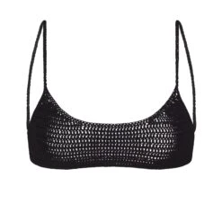 CROCHET SWIM MICRO SCOOP BIKINI TOP | ONYX