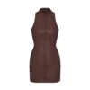RUBBERIZED SCUBA SWIM MOCK NECK DRESS | COCOA -SWIMwear Sale Store SKIMS SWIM CU DRS 3165 COA