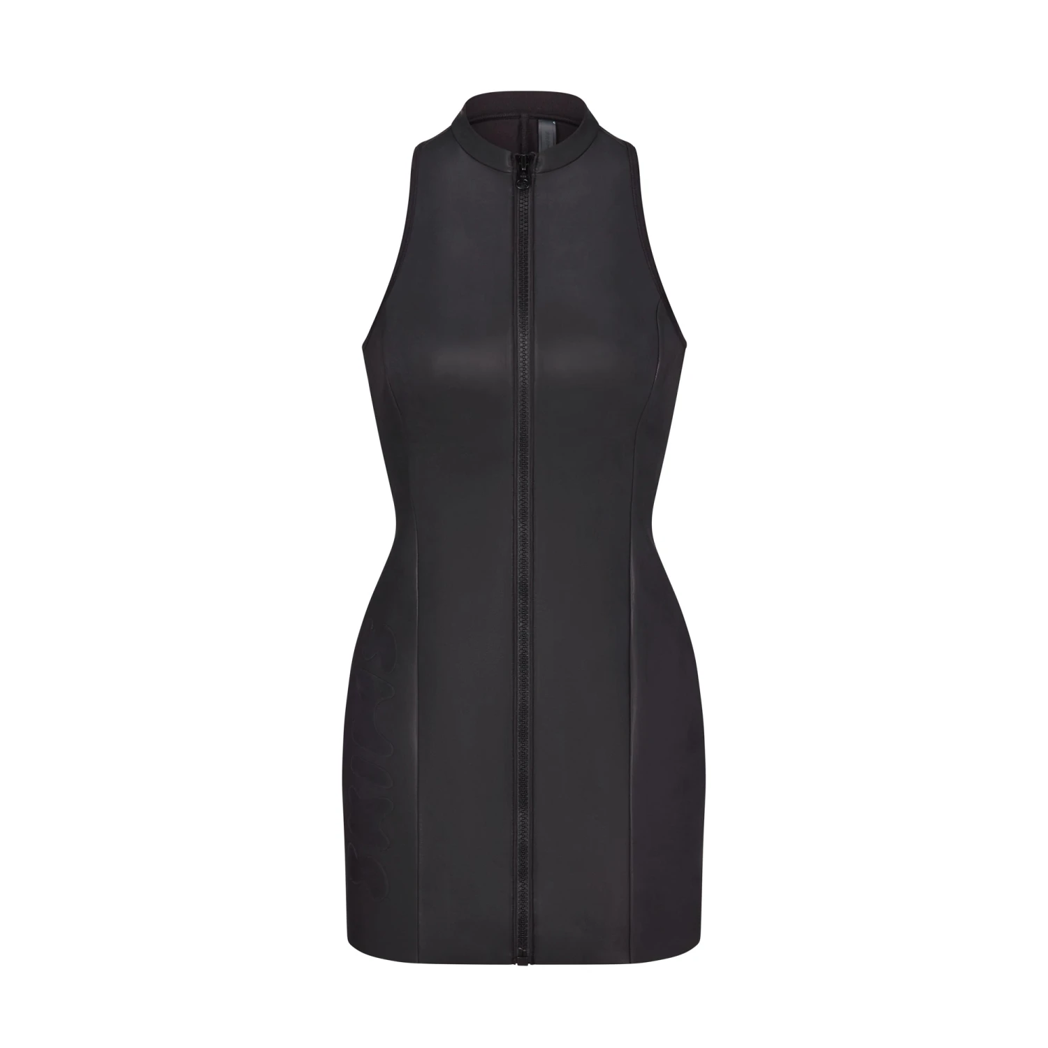 RUBBERIZED SCUBA SWIM MOCK NECK DRESS | ONYX 3 RUBBERIZED SCUBA SWIM MOCK NECK DRESS | ONYX