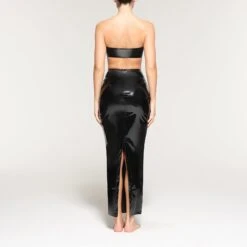 PATENT FAUX LEATHER SWIM SKIRT | ONYX -SWIMwear Sale Store SKIMS SWIM CU SKT 3656 NC PTO 0012