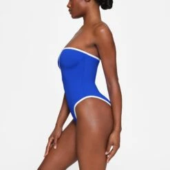 ZIP-UP SWIM STRAPLESS ONE PIECE | COBALT -SWIMwear Sale Store SKIMS SWIM OP BRF 3025 HB COB 0007 SD