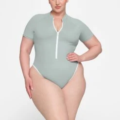 ZIP-UP SWIM MOCK NECK ONE PIECE | PACIFIC -SWIMwear Sale Store SKIMS SWIM OP BRF 3027 HC PAC 0003 FR