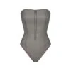 RUBBERIZED SCUBA SWIM STRAPLESS ONE PIECE | GREY CHALK -SWIMwear Sale Store SKIMS SWIM OP BRF 3163 IRN