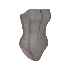 RUBBERIZED SCUBA SWIM STRAPLESS ONE PIECE | GREY CHALK -SWIMwear Sale Store SKIMS SWIM OP BRF 3163 IRN SIDE