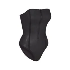 RUBBERIZED SCUBA SWIM STRAPLESS ONE PIECE | ONYX -SWIMwear Sale Store SKIMS SWIM OP BRF 3163 ONX SIDE