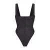 RUBBERIZED SCUBA SWIM SCOOP NECK ONE PIECE | ONYX -SWIMwear Sale Store SKIMS SWIM OP BRF 3164 ONX
