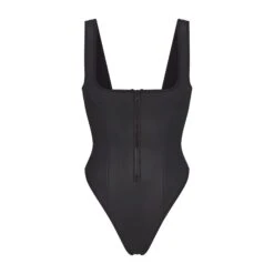 RUBBERIZED SCUBA SWIM SCOOP NECK ONE PIECE | ONYX