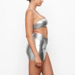 METALLIC SWIM BANDEAU BIKINI TOP | NICKEL -SWIMwear Sale Store SKIMS SWIM SW BND 0025 QD NIC 0004 SD