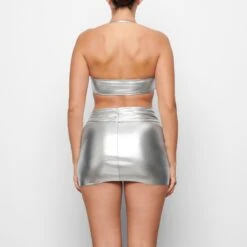 METALLIC SWIM BANDEAU BIKINI TOP | NICKEL -SWIMwear Sale Store SKIMS SWIM SW BND 0025 QD NIC 0007 BK