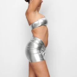 METALLIC SWIM BANDEAU BIKINI TOP | NICKEL -SWIMwear Sale Store SKIMS SWIM SW BND 0025 QD NIC 0016 SD