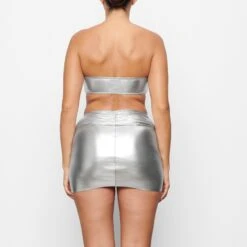 METALLIC SWIM BANDEAU BIKINI TOP | NICKEL -SWIMwear Sale Store SKIMS SWIM SW BND 0025 QD NIC 0020 BK