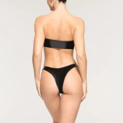 PATENT FAUX LEATHER SWIM MICRO BANDEAU TOP | ONYX -SWIMwear Sale Store SKIMS SWIM SW BND 0154 NC PTO 0017