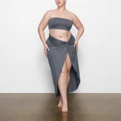 SWIM BANDEAU BIKINI TOP | GUNMETAL -SWIMwear Sale Store SKIMS SWIM SW BND 0777 MM GUN FR