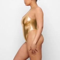 METALLIC SWIM HIGH CUT ONE PIECE | GOLD -SWIMwear Sale Store SKIMS SWIM SW HICO 0035 QA GOL 0006 SD