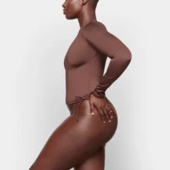 SWIM LONG SLEEVE SHIRT | COCOA -SWIMwear Sale Store SKIMS SWIM SW LGS 0843 TA COA 0009 SD