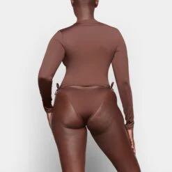 SWIM LONG SLEEVE SHIRT | COCOA -SWIMwear Sale Store SKIMS SWIM SW LGS 0843 TA COA 0014 BK