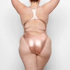 METALLIC SWIM CUT-OUT MONOKINI | CHAMPAGNE -SWIMwear Sale Store SKIMS SWIM SW MKN 0038 QC CHP 0011 BK