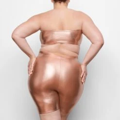 METALLIC SWIM MID WAIST SHORT | CHAMPAGNE -SWIMwear Sale Store SKIMS SWIM SW MWS 0033 QC CHP 0012 BK