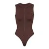 SWIM ZIP FRONT SLEEVELESS ONE PIECE | COCOA -SWIMwear Sale Store SKIMS SWIM SW SLO 0149 COA