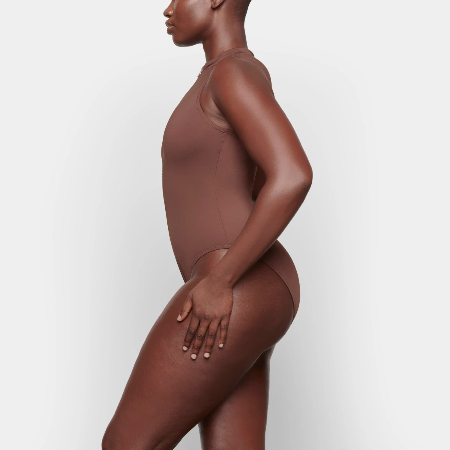 SWIM ZIP FRONT SLEEVELESS ONE PIECE | COCOA 5 SWIM ZIP FRONT SLEEVELESS ONE PIECE | COCOA - Image 3