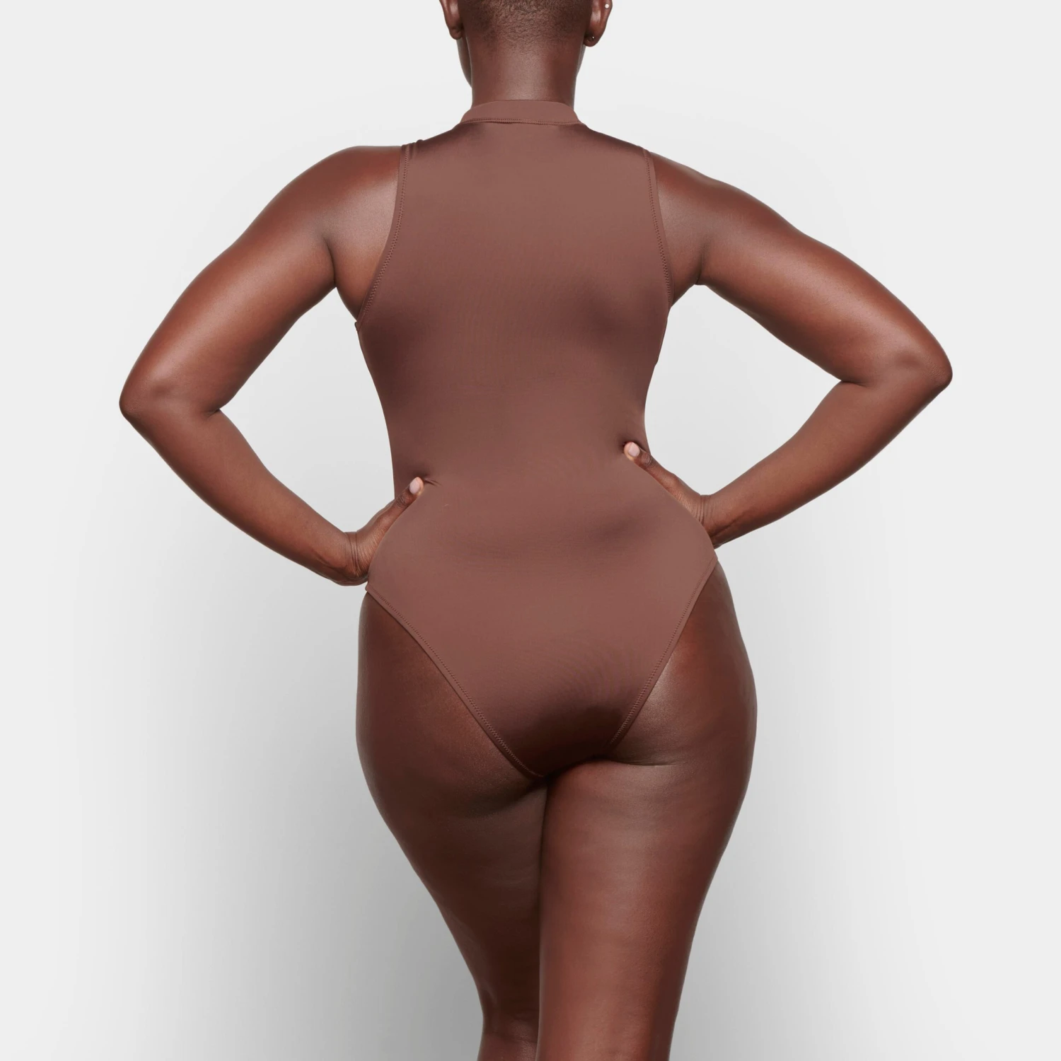 SWIM ZIP FRONT SLEEVELESS ONE PIECE | COCOA 6 SWIM ZIP FRONT SLEEVELESS ONE PIECE | COCOA - Image 4