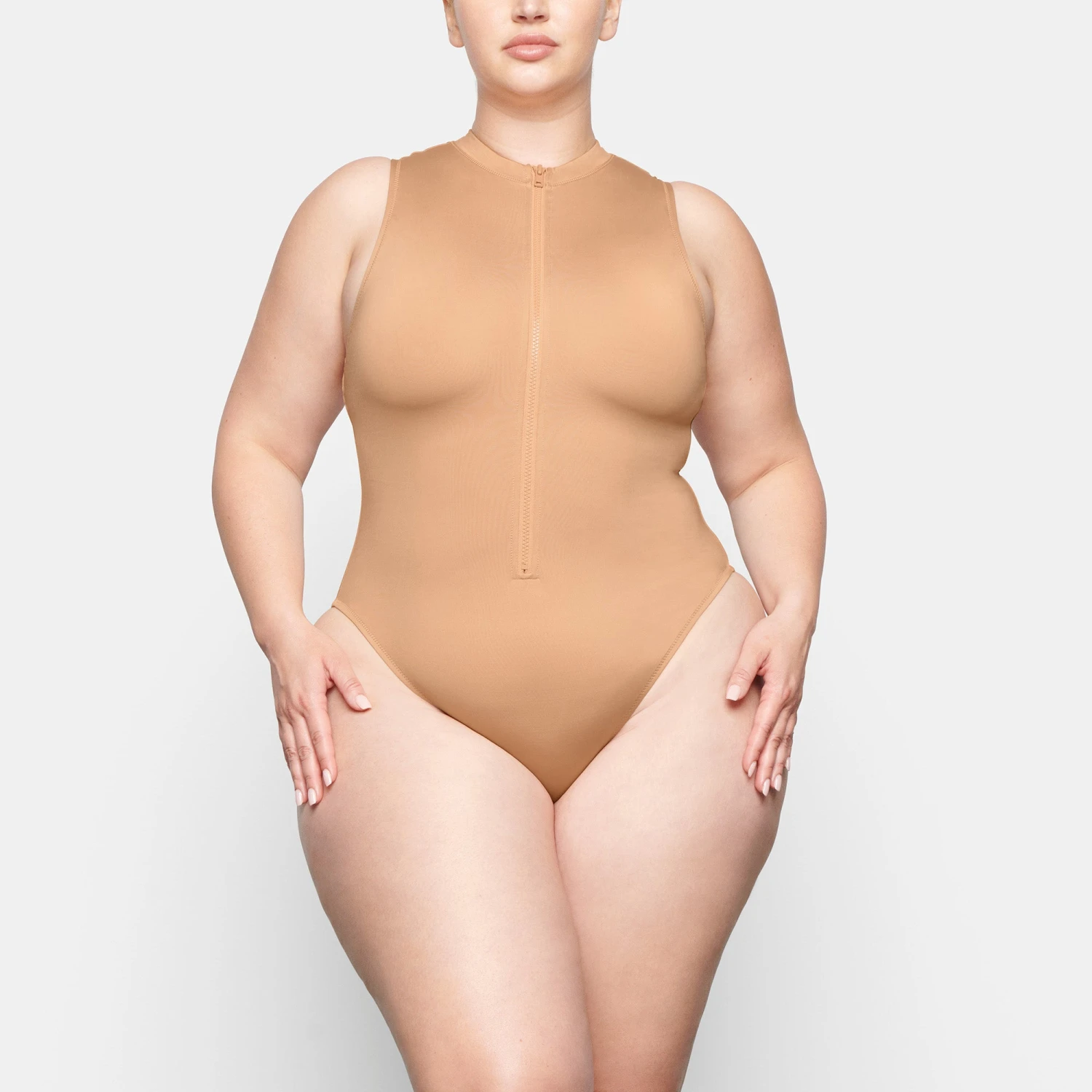 SWIM ZIP FRONT SLEEVELESS ONE PIECE | OCHRE 4 SWIM ZIP FRONT SLEEVELESS ONE PIECE | OCHRE - Image 2