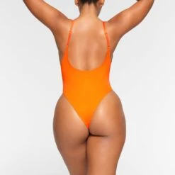 SWIM SCOOP NECK ONE PIECE | ORANGE -SWIMwear Sale Store SKIMS SWIM SW SNO 0044 OA ORG 0016 BK