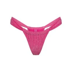 GLITTER SWIM RUCHED BIKINI TANGA | MAGENTA